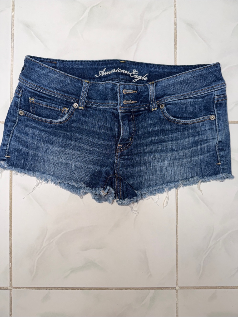 American Eagle Outfitters Blue Denim Frayed Cutoff Shorts